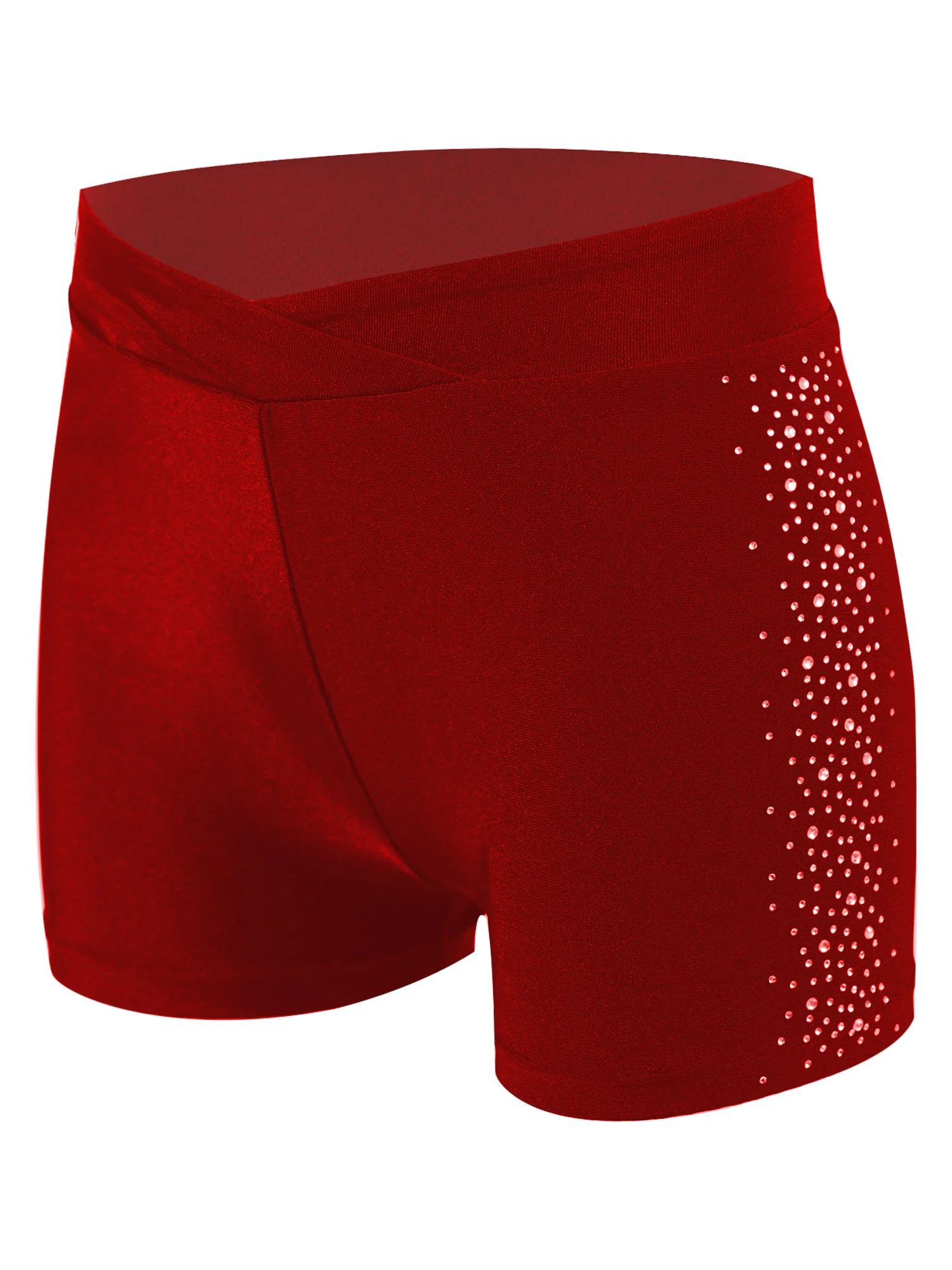 어린이 여아 스포츠 반바지, 체조 운동 짧은 바닥, 반짝이는 라인스톤 반바지, V 프론트 레깅스, 어린이 스포츠 복장