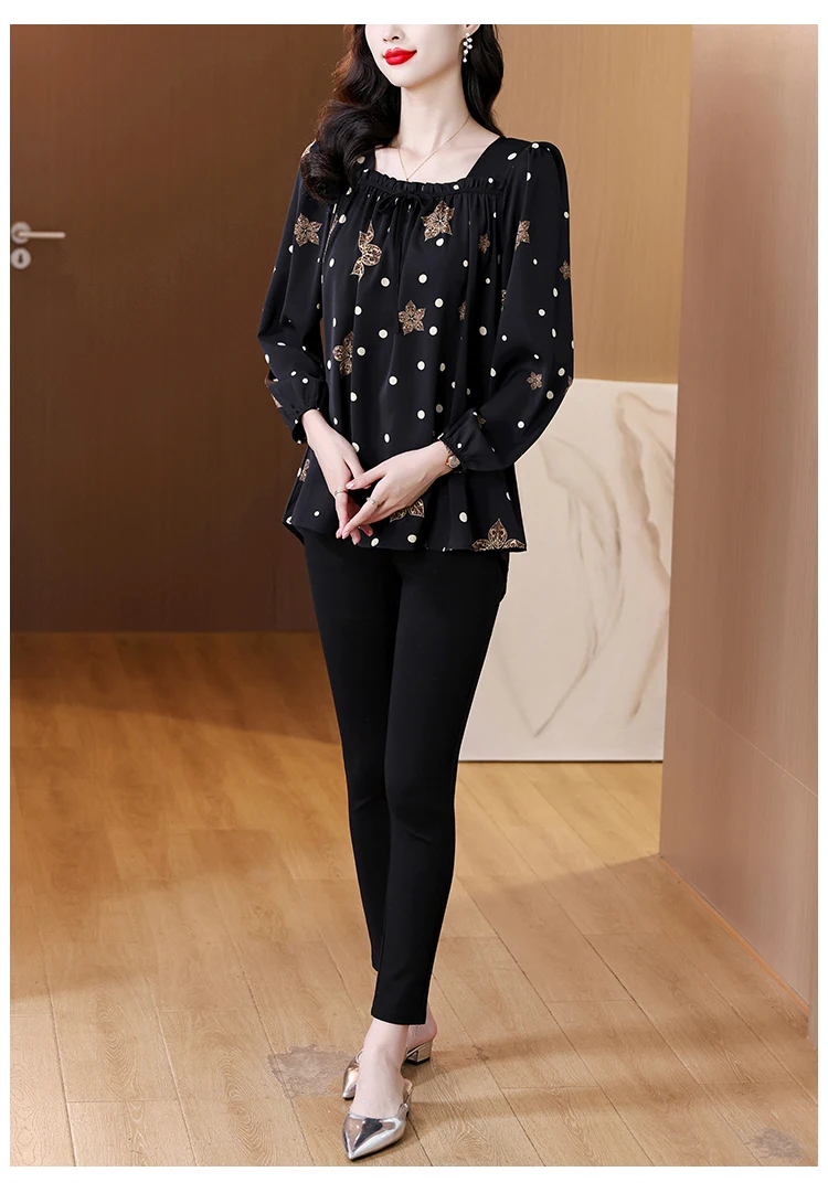 Loose Clothes Women 2024 Autumn Elegant Office Lady Button Shirts Casual Retro Vintage Ruffles Tunic Peplum Belly Tops Blouses