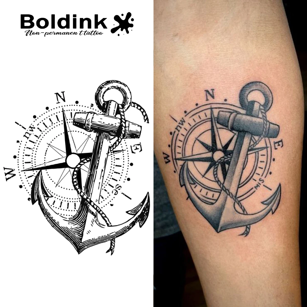 Tatuagem temporária de âncora Boldink, dura até 15 dias, nova tecnologia,  adesivo semipermanente mágico à prova d'água. - AliExpress, image size:1200x1200