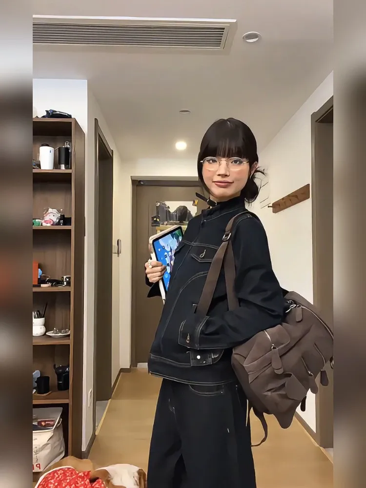 JIAERDI Retro Large Capacity Brown Backpack Student New Pocket Portable Y2k Backpacks Ladies Vintage Travel Mochila Aesthetic