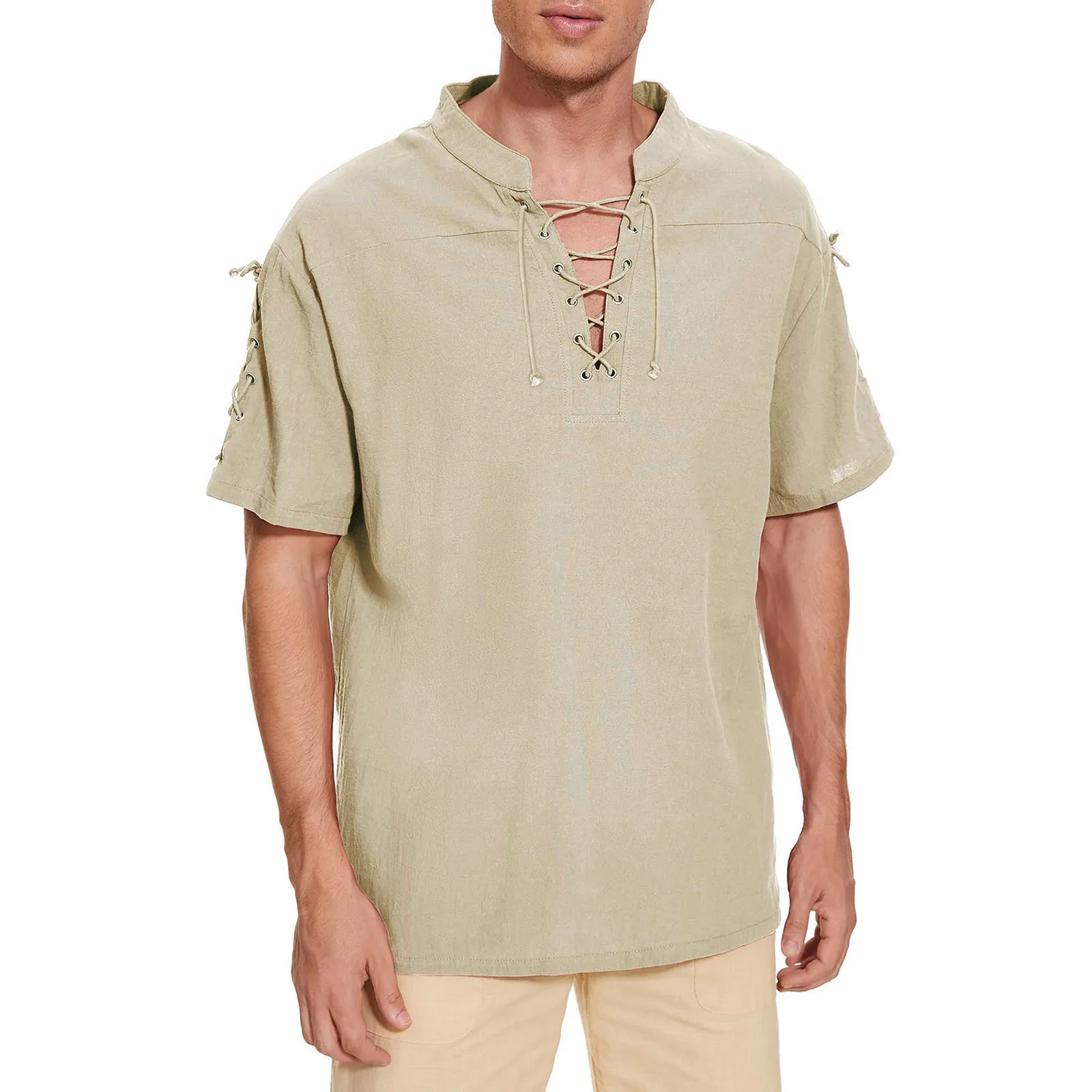 

Мужская винтажная футболка с V-образным вырезом и коротким рукавом