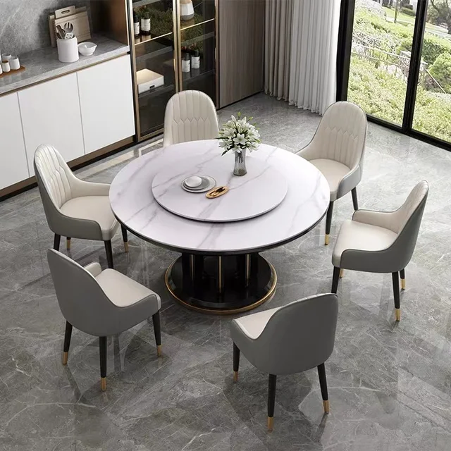 modern living room round dining table