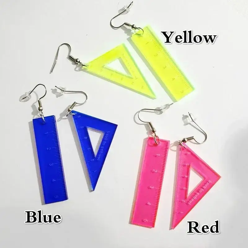 New Women Fashion Ruler Acrylic Earrings Creative Triangle Drop Dangle Funny Jewelry For Women Gift Accessories For Girls