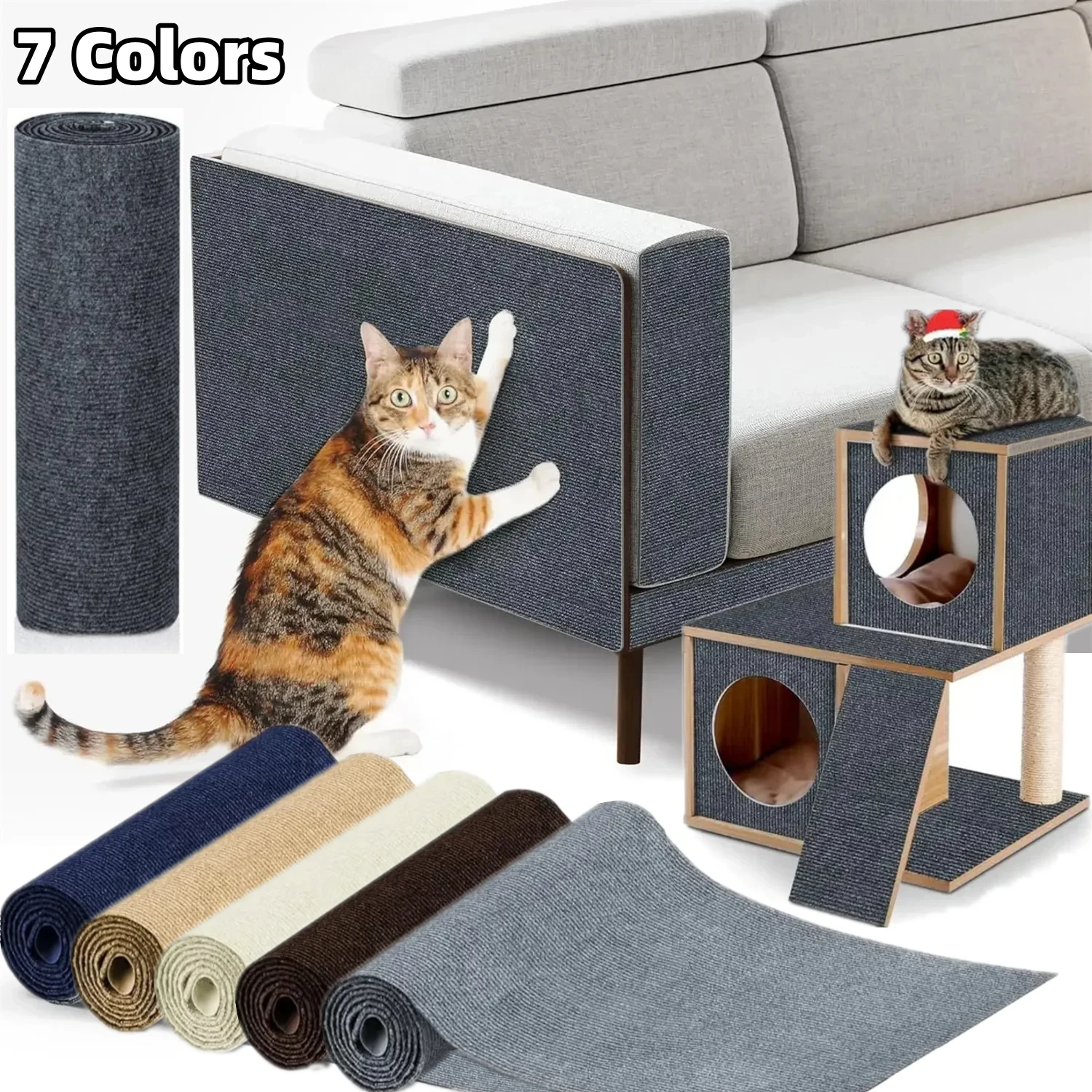 Cat Scratcher Pad 7 Colors Sofa Protector Cats Scratcher Board Protection Trimmable Self-adhesive Carpet DIY Cat Scratch Mat