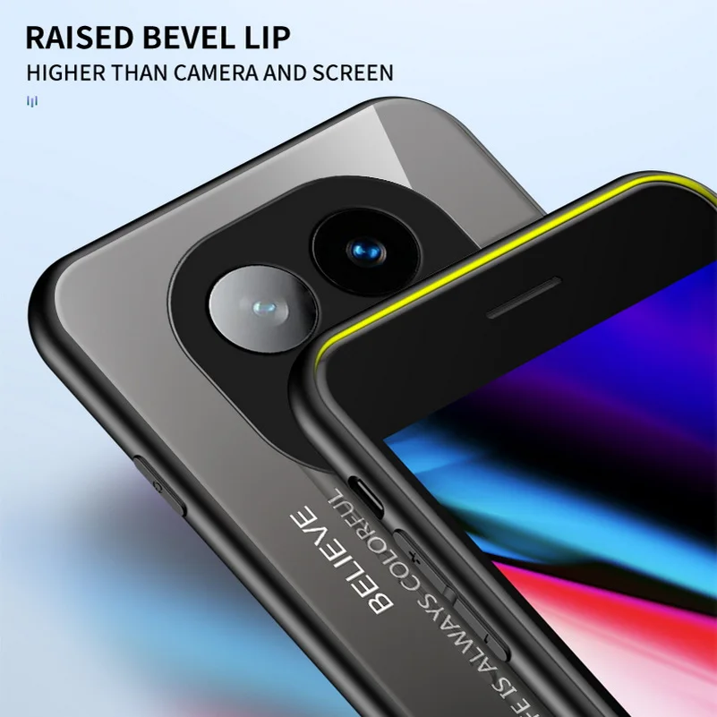 Gradient Tempered Glass Protective Glossy Back Cover Case