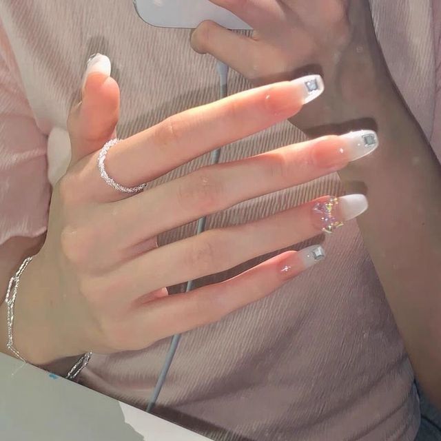 Detachable Jelly Gradient with design False Nails Wearable Ballerina Coffin Fake Nails Full Cover Nail Tips Press On Nails