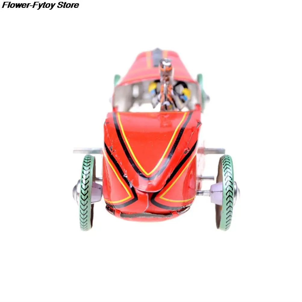 1Pc Iron Metal Handicraft Vintage Windup Classic Red Race Car Model Clockwork Tin Vehicle Toy Collectable Gift wind up toy
