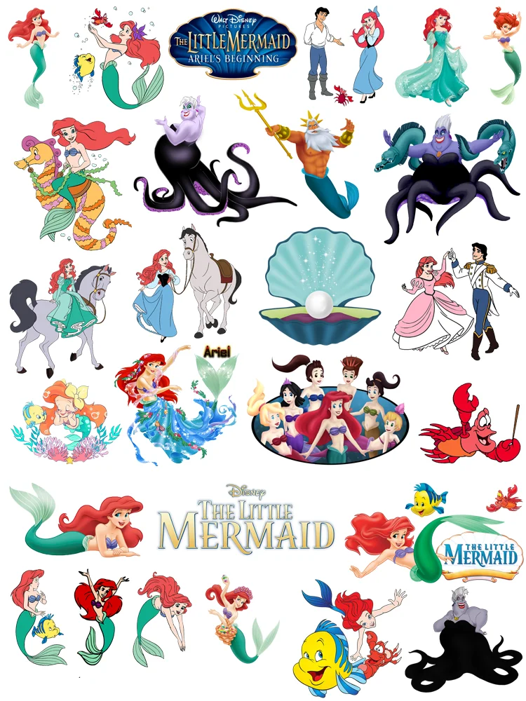 Disney The Little Mermaid Children Custom Patch Ariel Princess Adesivi Termici Per Applicazioni Di Stiratura Dei Vestiti