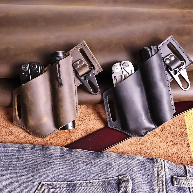 Genuine Leather EDC Multitool Plier Sheath, Waist Belt Pouch