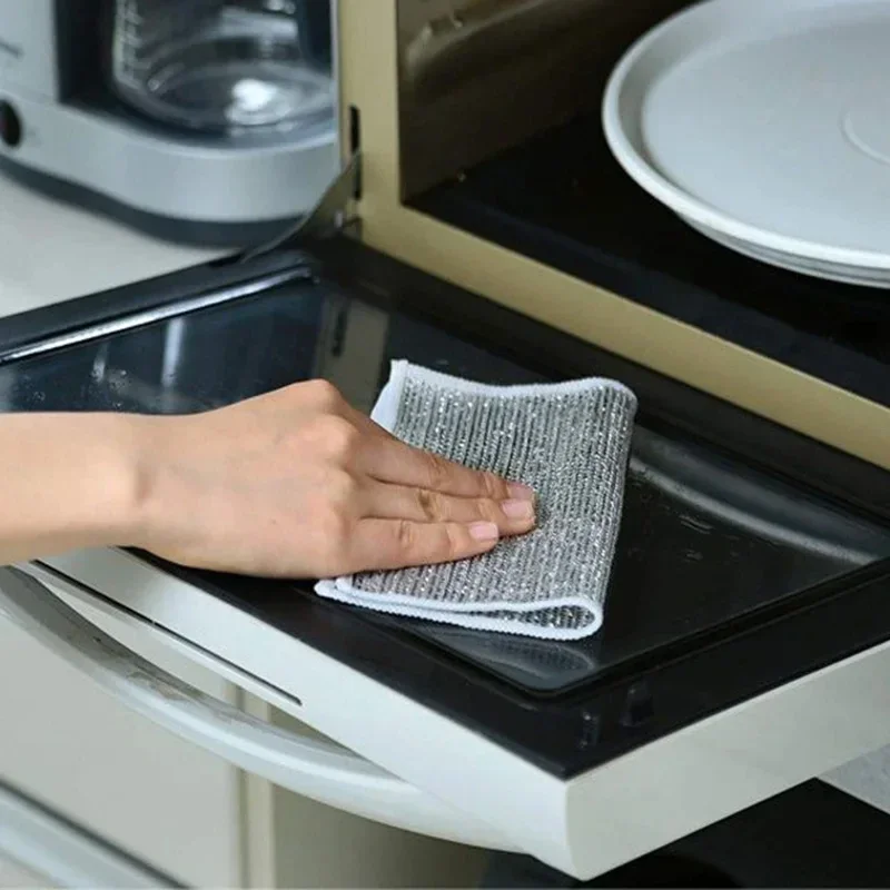 Rust Removal Cleaning Cloth Kitchen Magic Dishwashing Towel Metal Steel Wire Cleaning Rag Microwave Stove Clean Tools Dish Cloth dish cleaning cloth kitchen cleaning tool