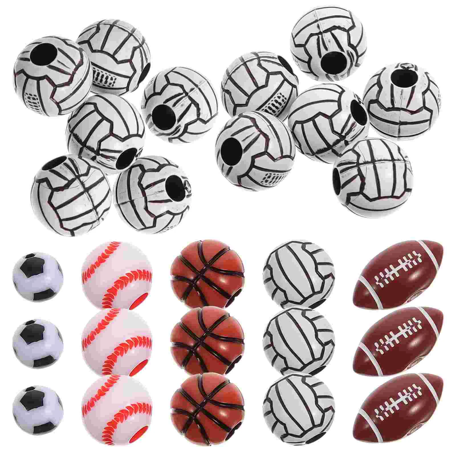 

250pcs Making Beads Sports Elements Diy Beads Ball Spacer Beads (mixed Style)