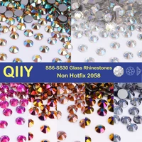 QIIY SS6-SS30 Top Quality Multi-color Glass Rhinestones Crystals Glitter Strass Flat Back Stones DIY Nail Art Craft Decorations