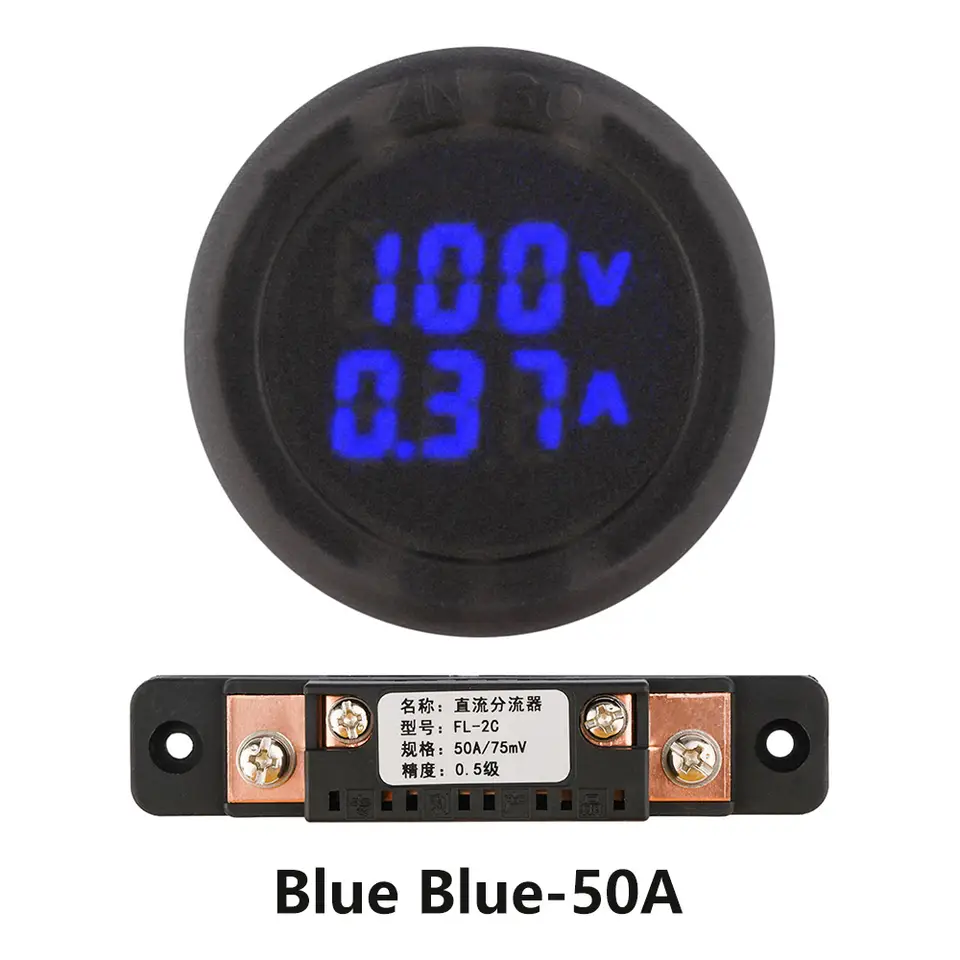 DC100V 1A 10A 50A 100A Digital Voltmeter Ammeter Circular Voltmeter Car Voltage Current Meter Volt Detector Tester Monitor Panel image 13