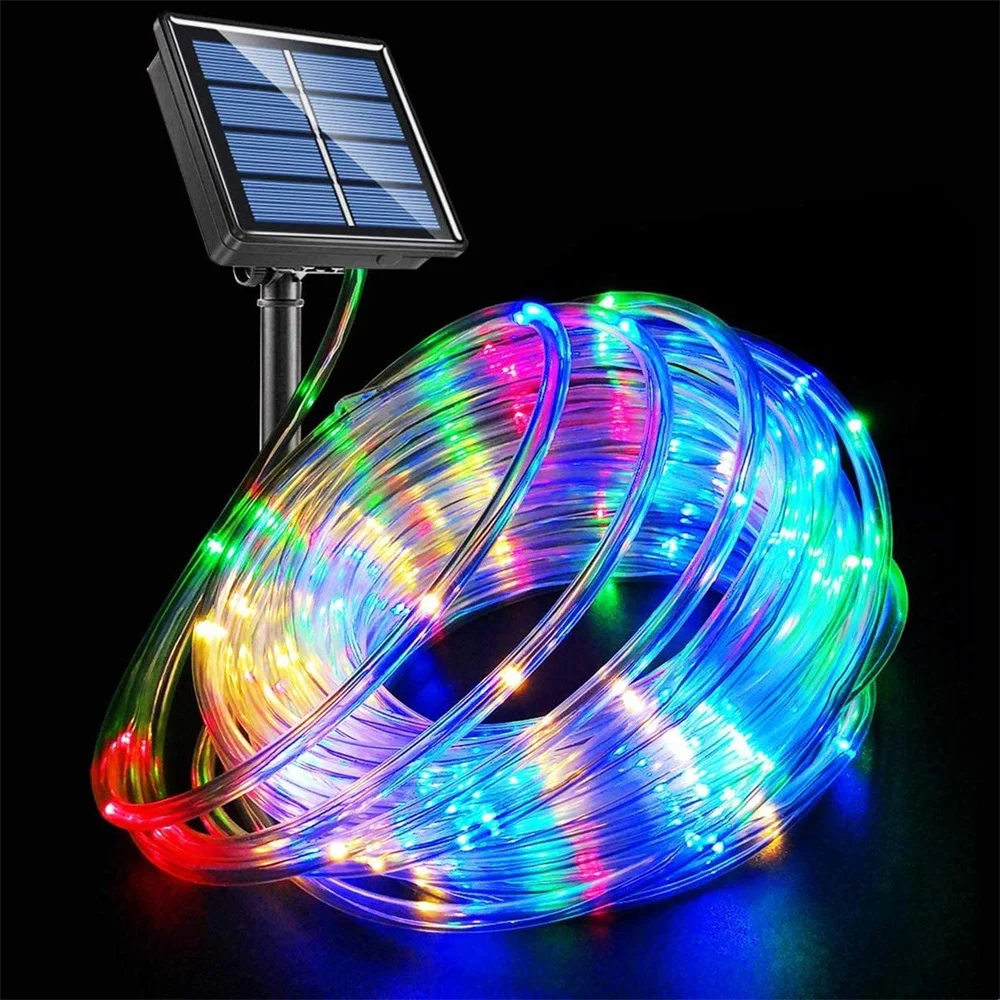 Outdoor Solar Rope Lights 5/10/20M LED Rope Tube String Lights Waterproof Fairy Holiday Christmas Party Solar Garden Lights