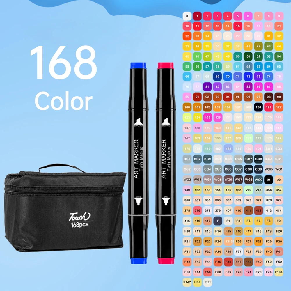 Markers 168 Colors Markers Dual Brush Pens Double Tipped Round + Chisel Tips Sketch Art Drawing Markers For Artist Kids Adults