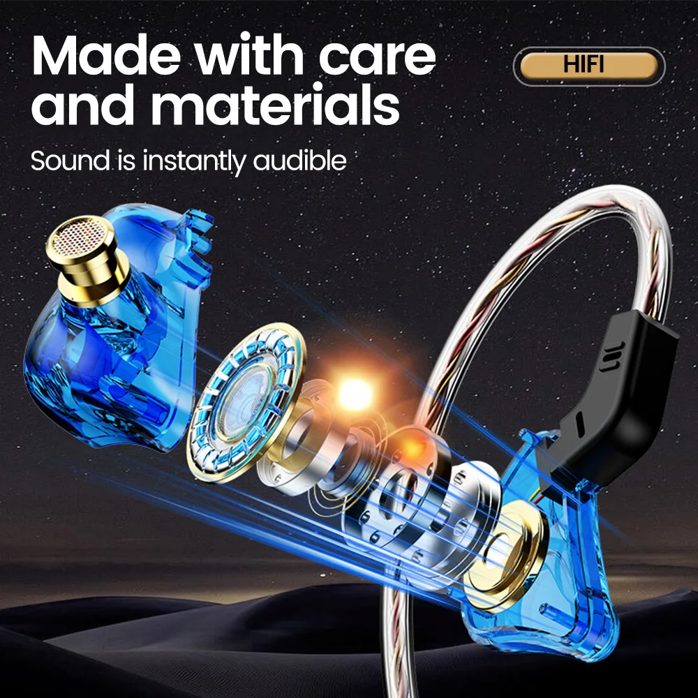 Gaming wired headphone type-c/3.5mm AUX/HiFi stereo in-Ear Earbuds Sports DJ Music Bass headset with Mic for PC Xiaomi Samsung 5
