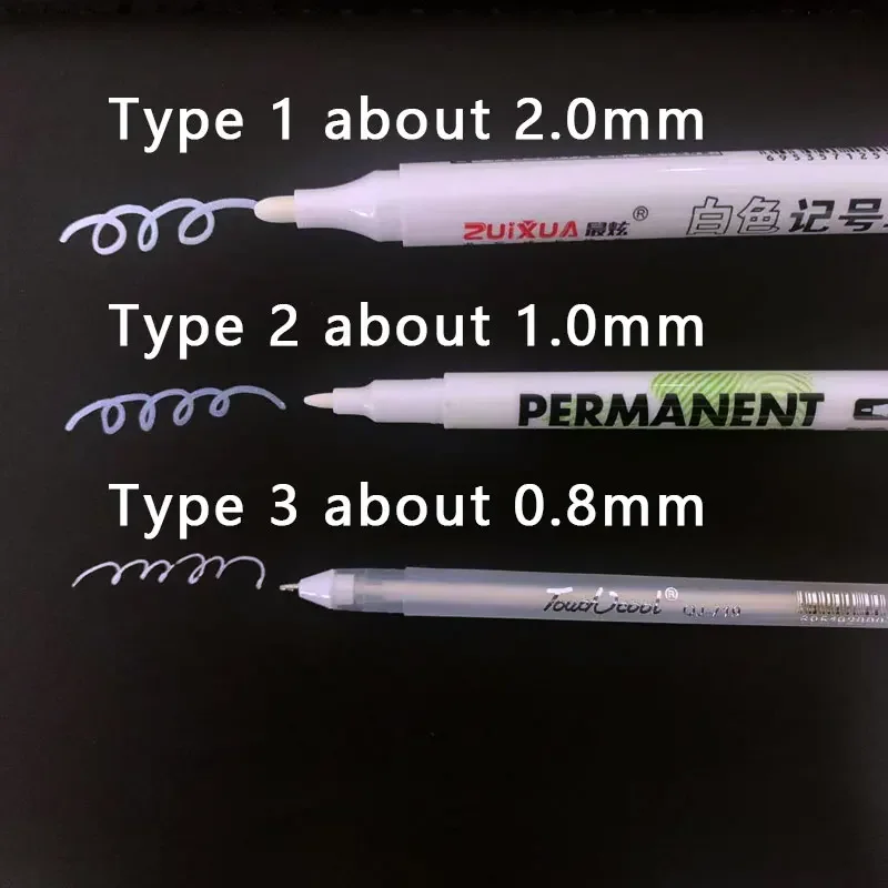 1-10 Pcs White Marker Pens 2.0mm Oily Waterproof White Gel Pen DIY Graffiti Sketching Markers Stationery Wrting School Supplies - 5