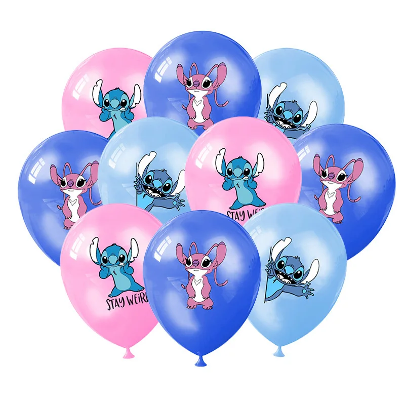 thumbnail image 1 of Juego de 12 globos de látex de Disney Stitch con temática de dibujos animados, globo de ángel, decoración para fiesta de cumpleaños de niños, suministros para baby shower, regalos, 1 of 4