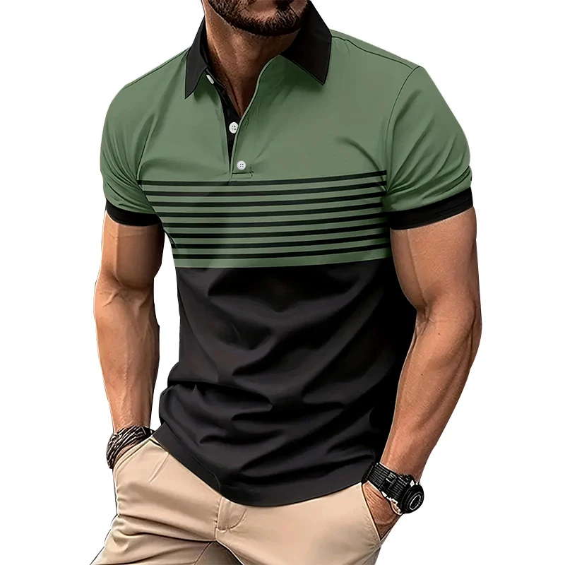 Summer Striped 3D Printed Polo Shirts Men's Fashion Streetwear Oversized Button Lapel Short Sleeve Shirt Tees Tops Man Clothing 13 S4a31b50b839647b9912113f85769110fL