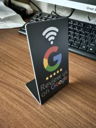 NFC Google Review Display Stand - Programmable Tabletop Card Holder (Black-D)