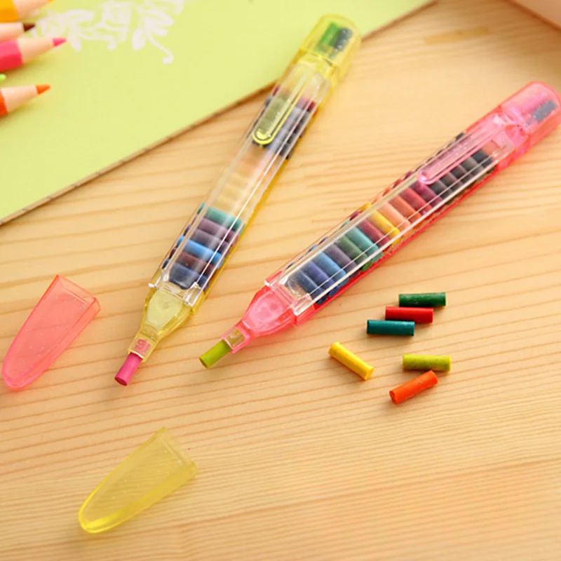 Creative Personality 20 Color Children Crayons Cute Portable Student Function Painting Graffiti Pen Oil Pastel Kindergarten Art