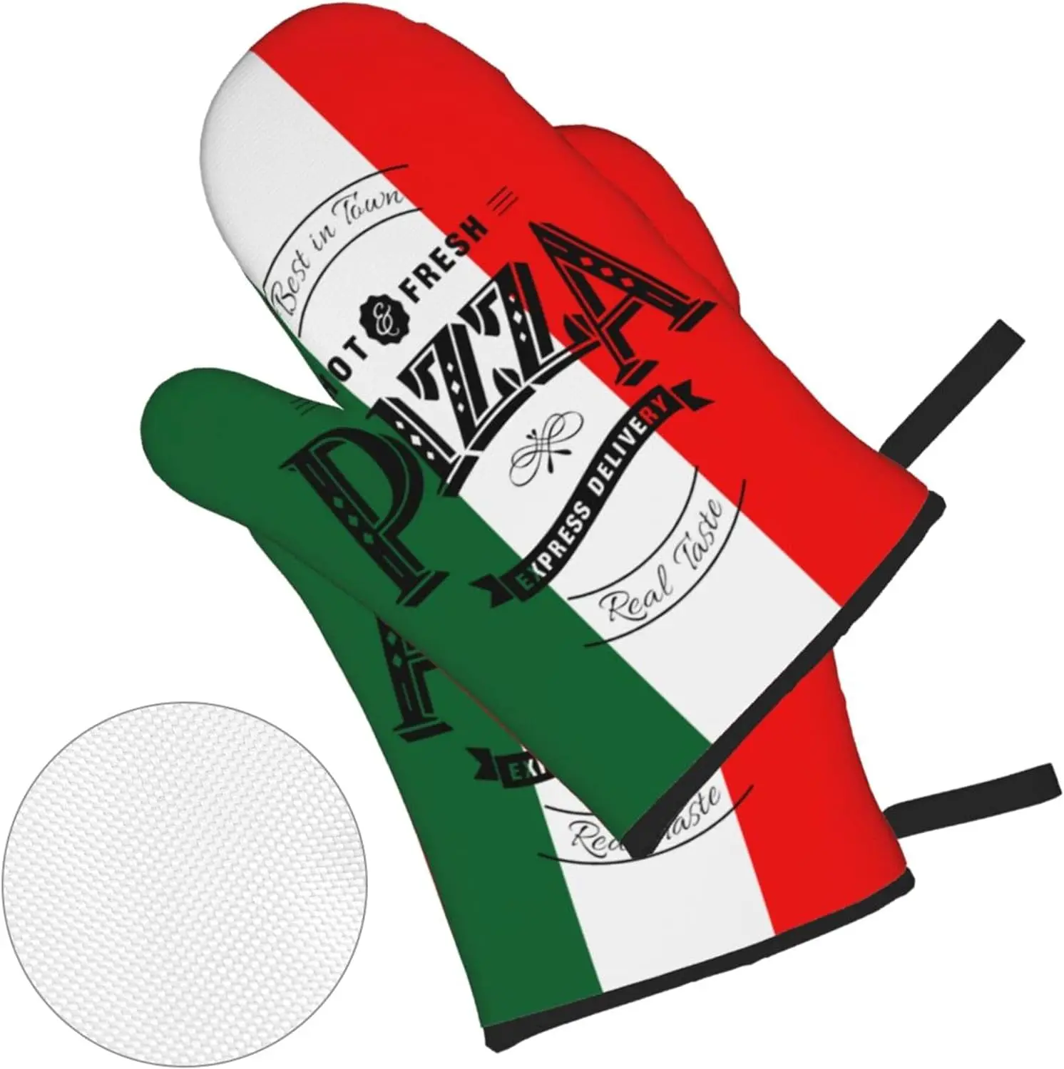 Italian Flag Pizza Oven Mitts 2 Pcs Kitchen Oven Gloves Pairs Heat Resistant Waterproof and Durable for Cooking Baking Grilling