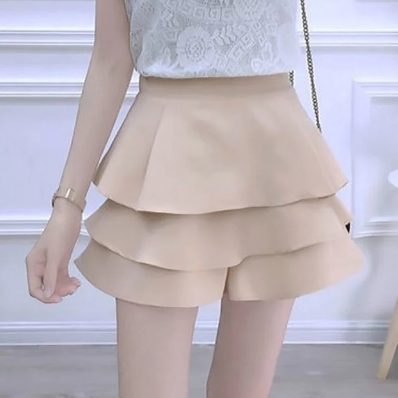 Fashion Elastic Solid Color Spliced Ruffles Casual Shorts Women's Clothing 2024 Summer New Loose All-match High Waist Shorts