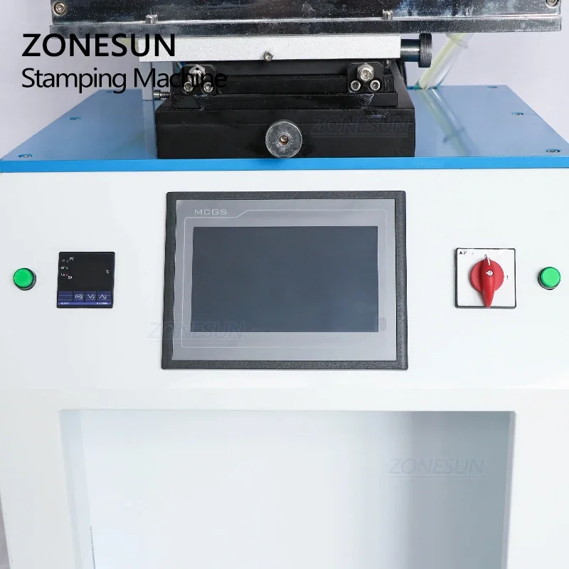 ZONESUN ZY-819R 프레스 시뮬레이터 곡선 표면 스탬핑 기계, 가죽 로고 주름 기계, 이름 카드 스탬핑 기계