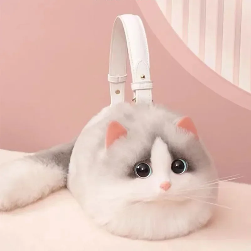 

Silver involute Cat bag Messenger Bag versatile small and cute