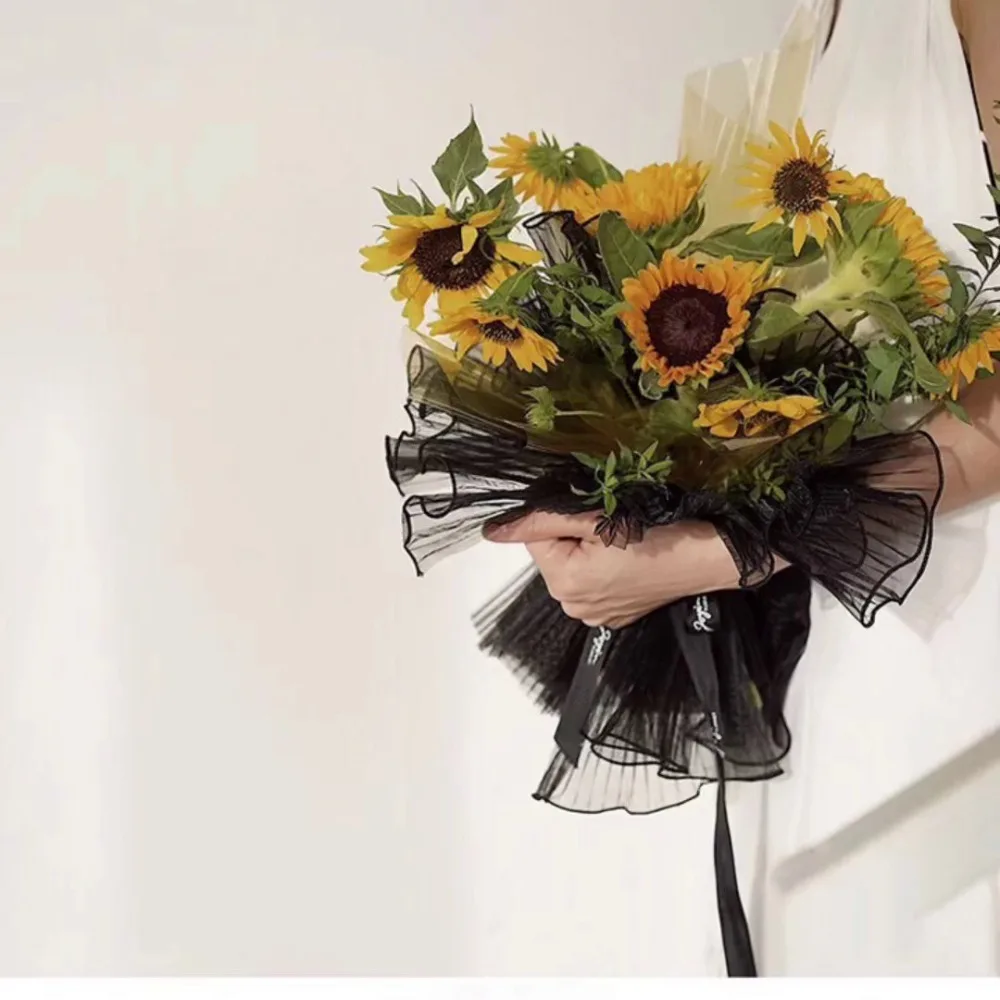 Perlen-Spitzenblumen-Einwickelpapier Handgemachtes Bouquet Floristik Geschenkverpackung Wellengarn Romantische Rolle Blumenstrauß-Verpackung – Detail 1