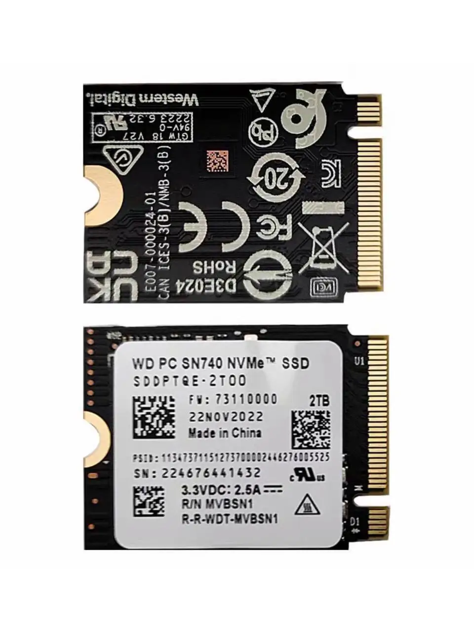 WD SN740 SN5000S M.2 2230 SSD 2TB 1TB 256GB NVMe PCIe Gen4 x4 