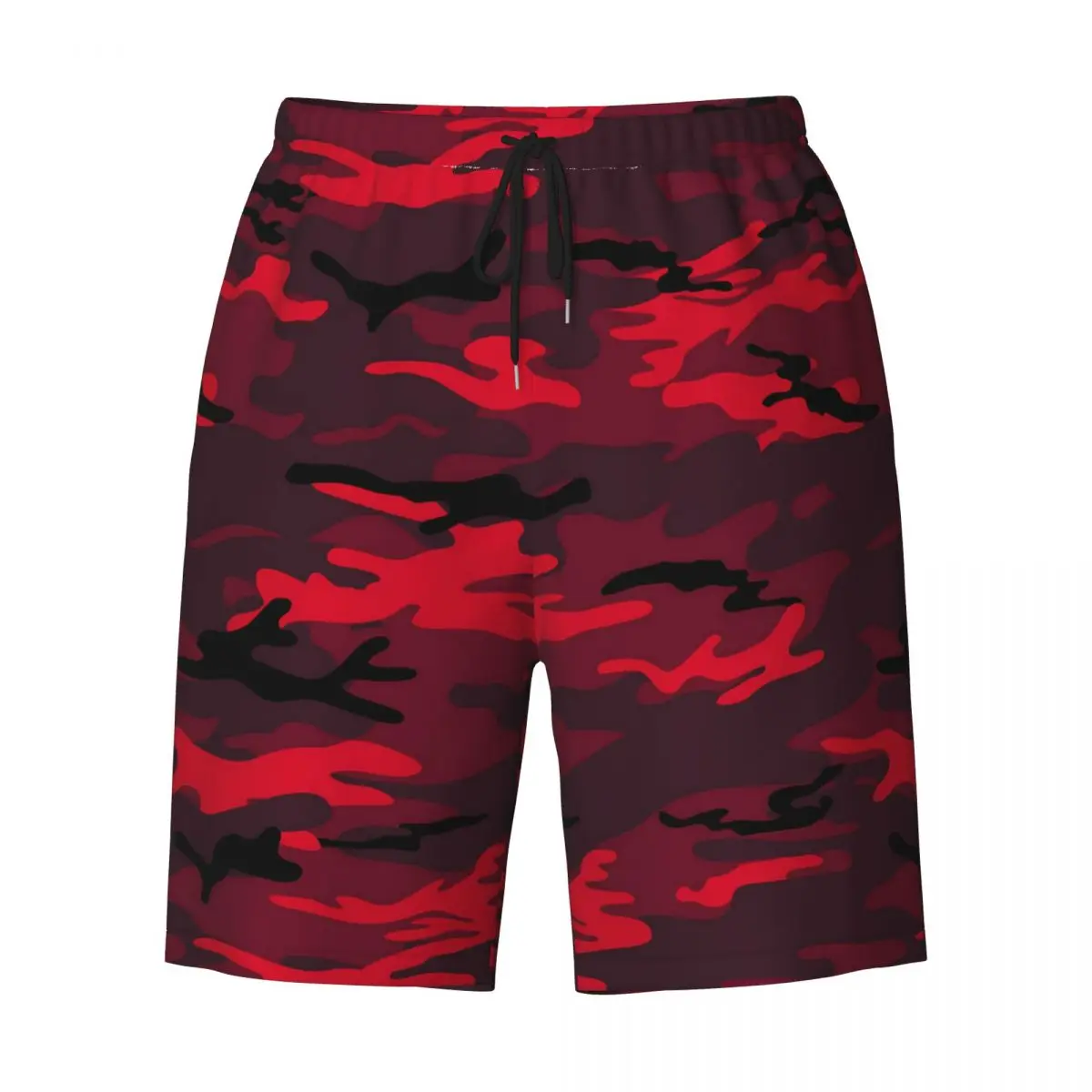 Men Board Shorts Red Camo Casual Swim Trunks Army Camouflage Breathable Sportswear Hot Plus Size Beach Short Pants 3