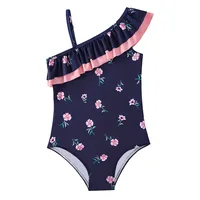 Baby Girls Swimwear Summer Bikini Set Sun Protection Kids Cute Floral Toddler Learn Swimming Suits One-Piece Ruffle Swimsuit 5