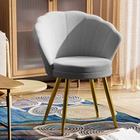 Современное кресло для отдыха Seashell с металлическими ножками, стул для туалетного столика с удобной подушкой для спальни/гостиной — изображение 5