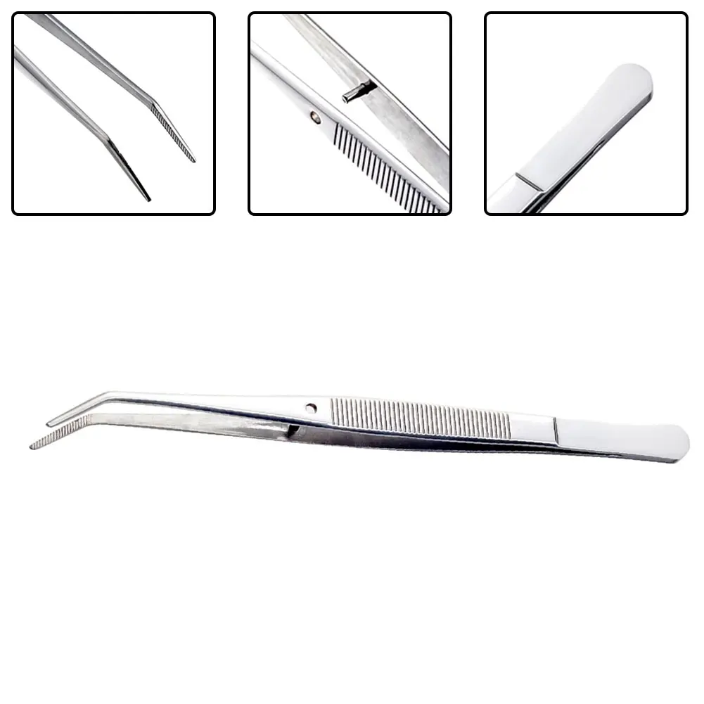 Precision Tweezers Tweezer Tool Stainless Steel With Curved Pointed Nail Art For Picking Rhinestones 15.3cm Medical Dental