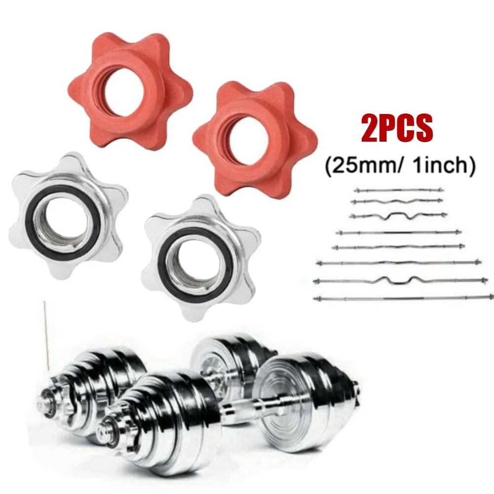 

2pc Dumbbell Nut 25mm Weight Check Nut Barbell Bar Clips Spin Lock Screw Dumbbell Spinlock Collars Fitness Part Accessories