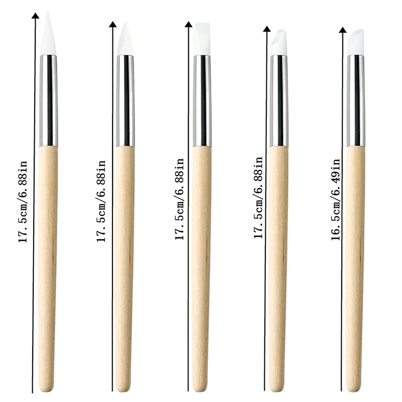 Silicone Wooden Pole Nail Art Pen Brush Uv Gel Polish Tip 3d Image Diy Dotting Polish Brushes Sculpture Pen Diy Manicure Tool 5