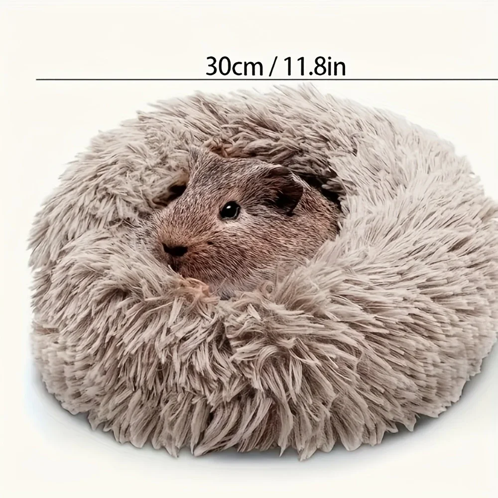 1pc dark gray plush warm small pet nest for big hamsters cozy winter hideaway with anti slip bottom soft polyester material round shape   guinea   other small animals hamster bedding accessory hamster hideout details 4