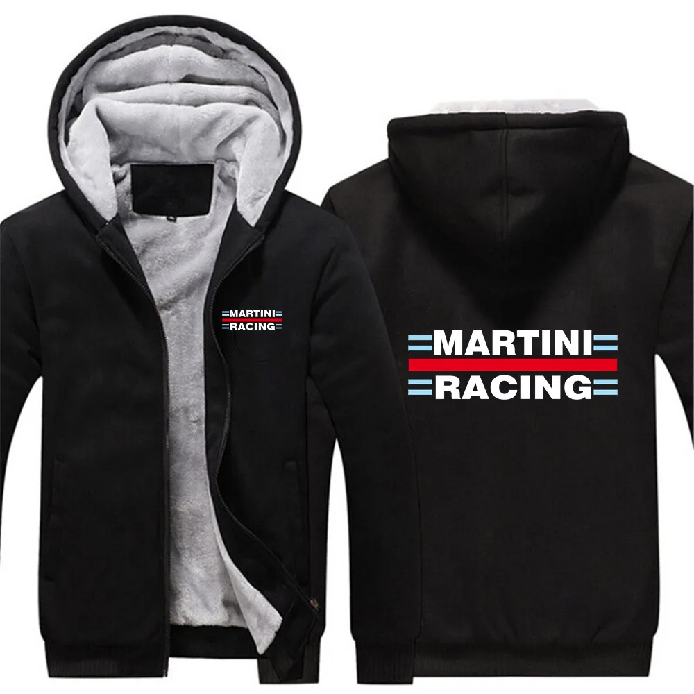 Новинка 2023, Мужская зимняя теплая толстовка с принтом Martini Racing, удобное флисовое пальто с подкладкой, Спортивная модная толстовка на молнии, пальто