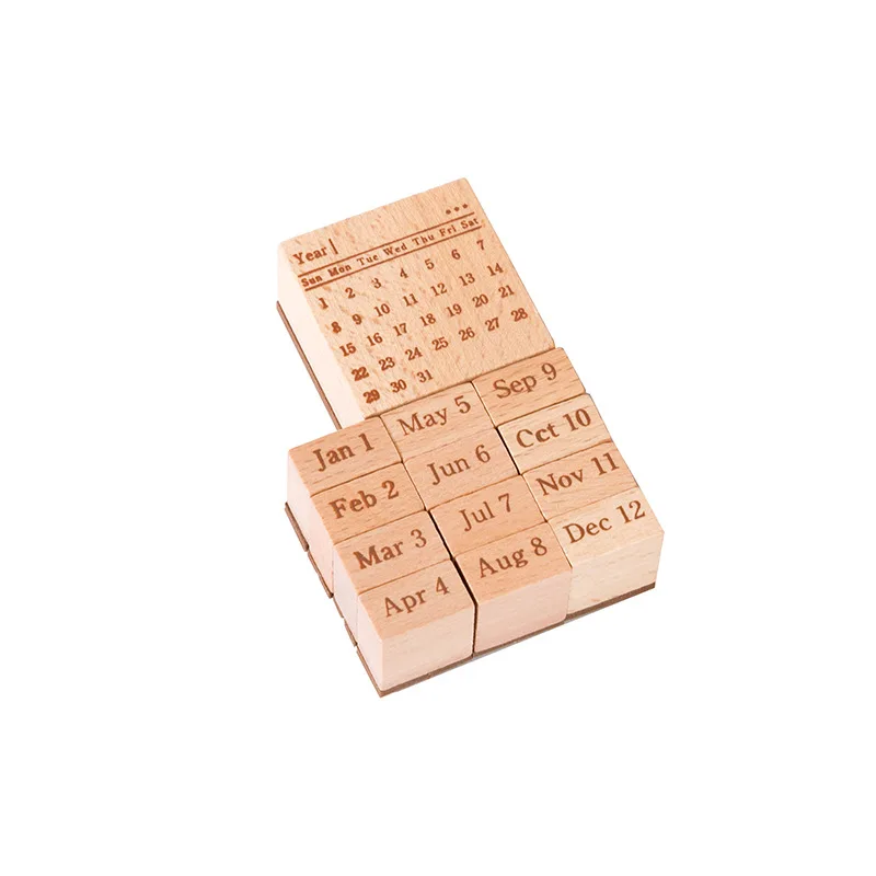 13 Pcs/set Permanent Calendar Wooden Rubber Stamps Scrapbooking Decoration  Bullet Journaling DIY Craft Standard Stamp - AliExpress