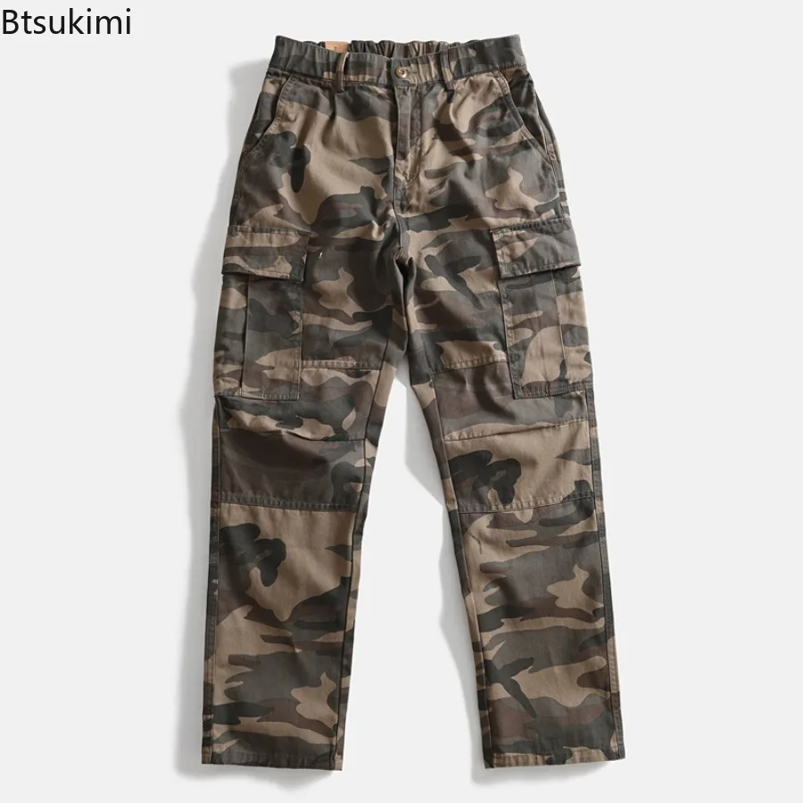 Pantaloni da Lavoro Mimetici da Uomo, Gamba Dritta e Larga, Stile Retrò High Street, Multi Tasche, Casual, Lunghi, Moda Maschile - immagine 3