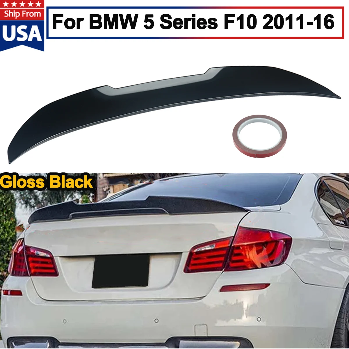 Lucidalabbra Spoiler Posteriore Stile Psm Nero Lucido Per Bmw Serie 5 F10 M5 2010-2017