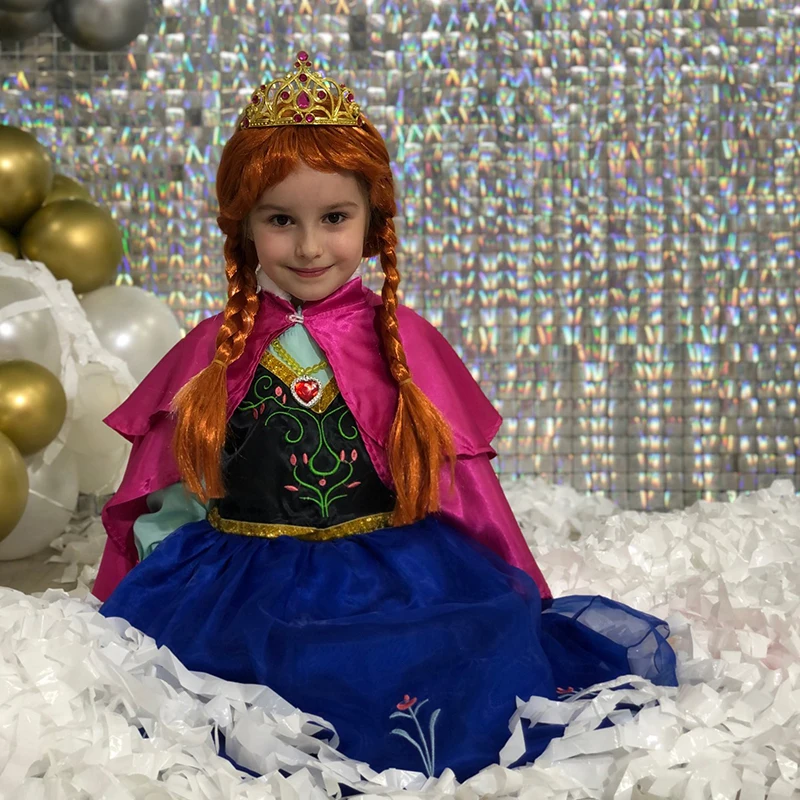 Fancy Girl Princess Rapunzel Wig Children's Birthday Party Halloween Disguised Child Little Mermaid Elsa Aurora Snow White Hair 5