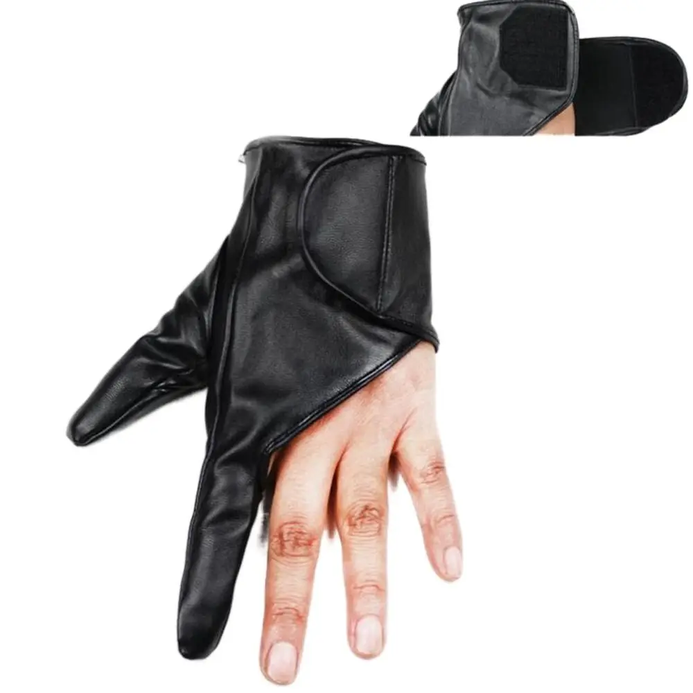 

Two Fingers Gloves Harajuku PU Leather Hip Hop Performer Gloves Punk Mittens for Men