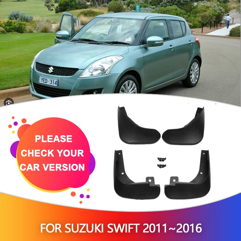 Фото 4 шт. автомобильные брызговики на крыло для Suzuki Swift 2011 ~ 2017,2013 2014 2015 2016  стильные брызговики, всплеск, передние и задние брызговики, аксессуары 2012 №2