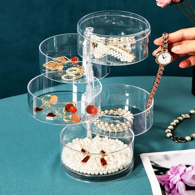 

360° Rotating Jewelry Organizer Box Multi-layer Earring Ring Bracelet Necklace Holder Display Case Organiseurs canister kitchen