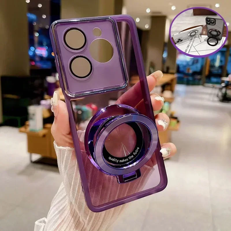 Edge 60 Luxury Magnetic Ring Holder Phone Case with Clear Stand Cover