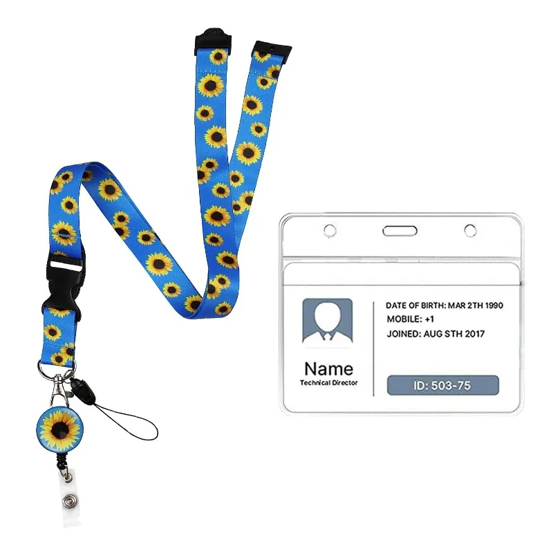 

1pc Sunflower Lanyard for Key Neck lanyards id badge holder Keychain Key Holder Keyrings Accessories