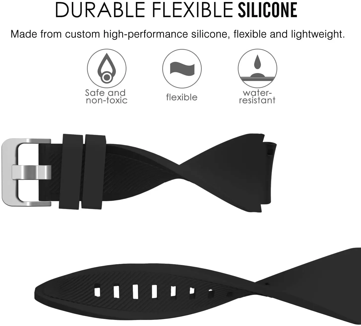 22mm Silicone Smartwatch Band - Versatile Replacement Strap