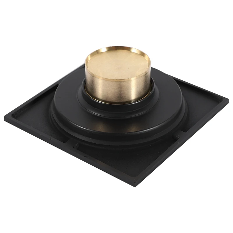 

5Pcs 4 Inch Square Shower Drain With Removable Cover Grate, Brass Anti Clogging Matte Black